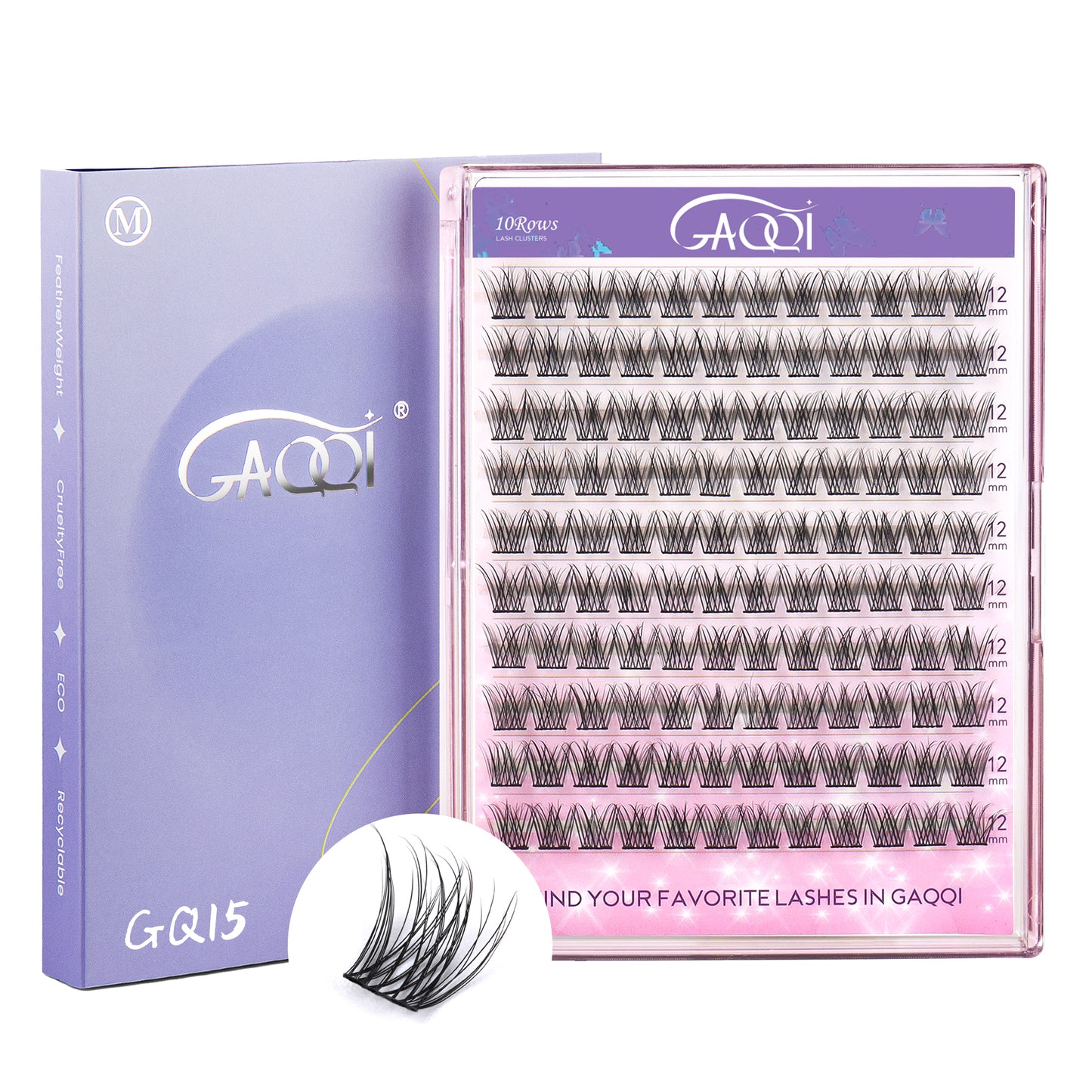GAQQI Lash Clusters 120PCS(GQ15, C Curl, 12mm)
