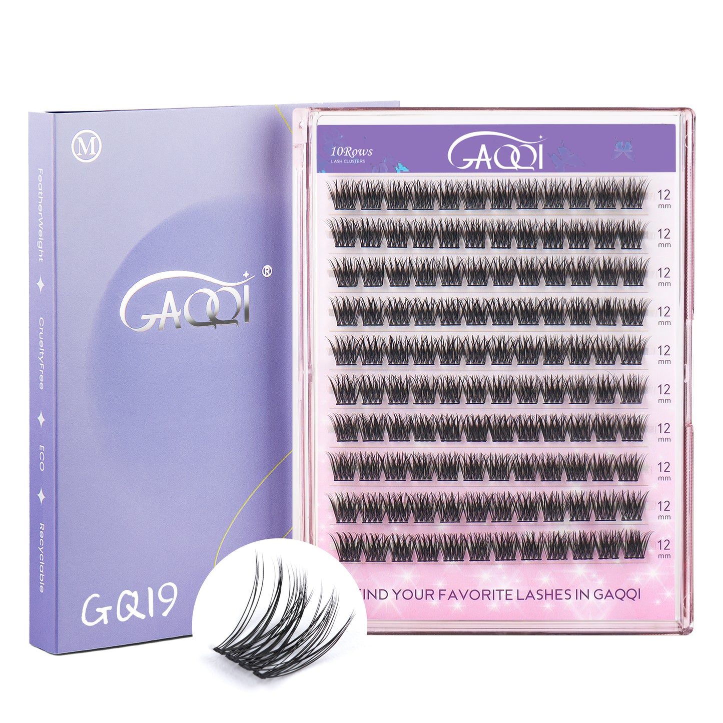 GAQQI Lash Clusters 120PCS(GQ19, D Curl, 12mm)