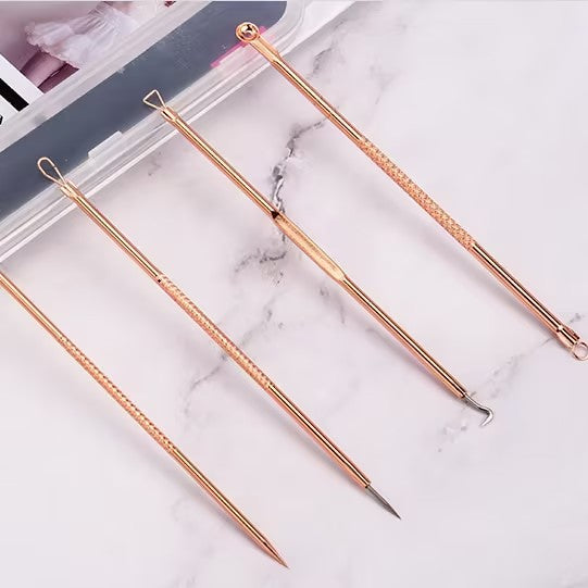 Acne Needle 4 In 1, Blackhead and Acne Removal Needle, Acne Removal Needle Rose Gold Powder Needle Set