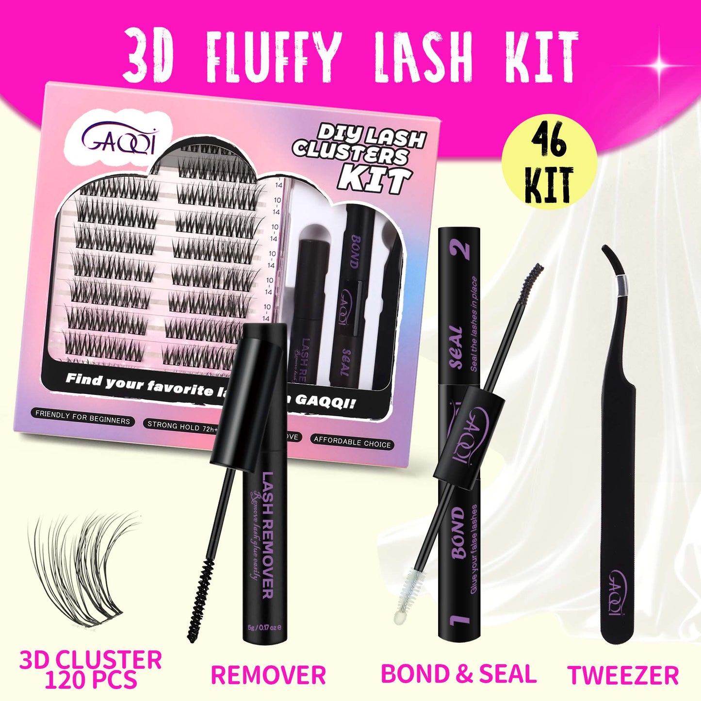 GAQQI 3D Lash Clusters Kit 80pcs 10-14mm (3D-GQ46-KIT)