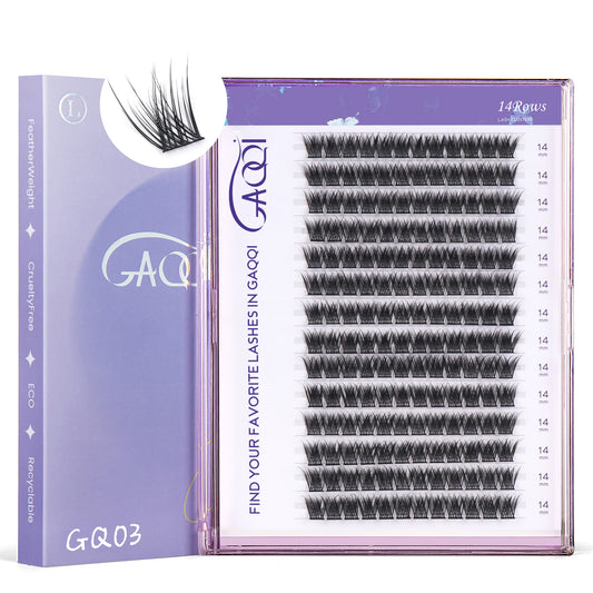 GAQQI Lash Clusters 168pcs (GQ03, C Curl, 14mm)