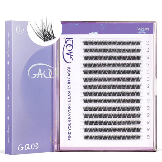 GAQQI Lash Clusters 168pcs (GQ03, D Curl, 10mm)