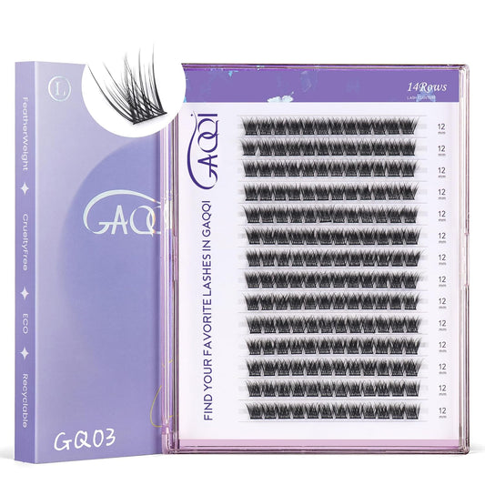 GAQQI Lash Clusters 168pcs (GQ03, D Curl, 12mm)