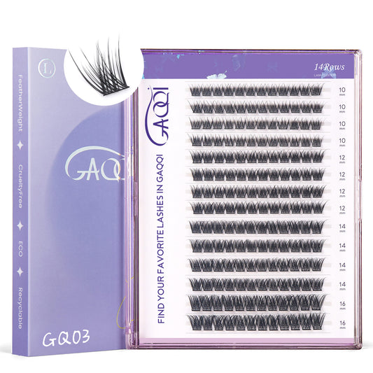 GAQQI Lash Clusters 168pcs (GQ03, D Curl, 10-16mm)