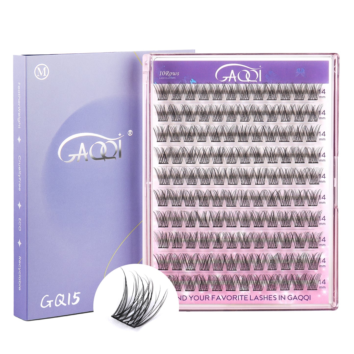 GAQQI Lash Clusters 120PCS（GQ15, C Curl, 14mm)