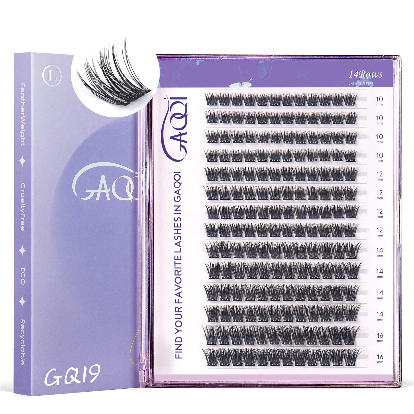 GAQQI Lash Clusters 168pcs (GQ19, C Curl, 10-16mm)