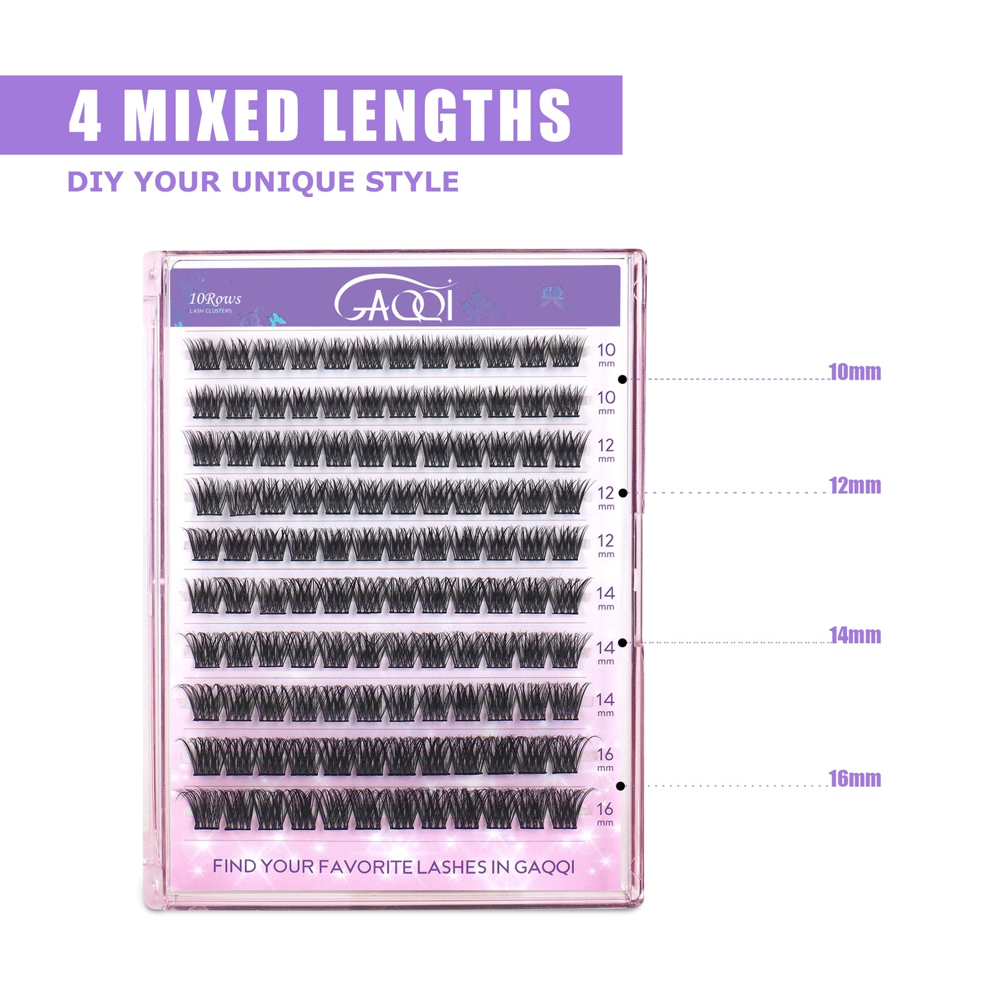 GAQQI Lash Clusters 120PCS（GQ19, D Curl, 10mm)