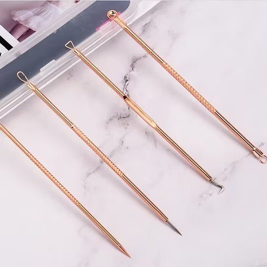 Acne Needle 4 In 1, Blackhead and Acne Removal Needle, Acne Removal Needle Rose Gold Powder Needle Set