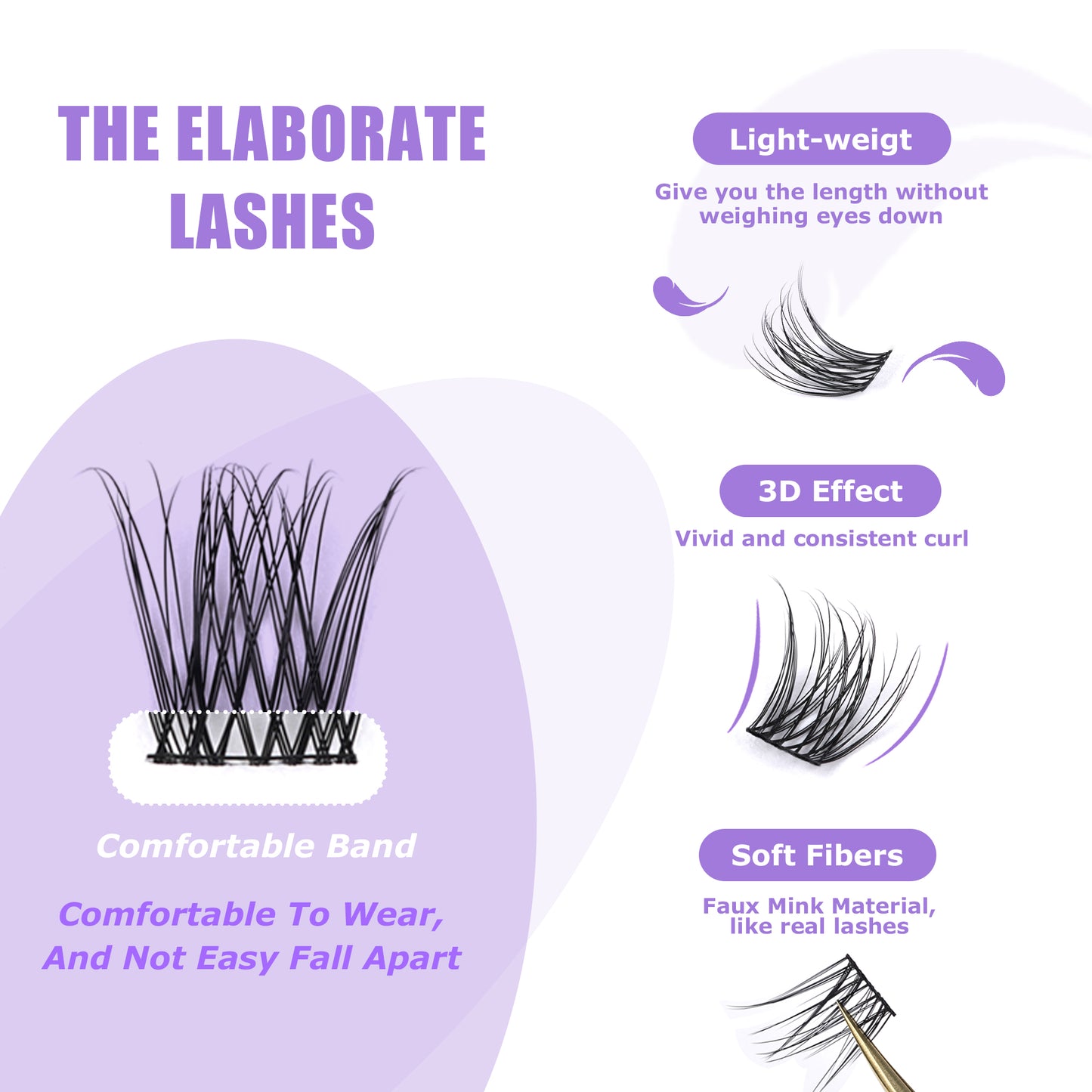 GAQQI Lash Clusters 120PCS（GQ15, C Curl, 10mm)