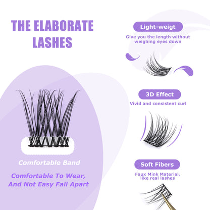 GAQQI Lash Clusters 120PCS（GQ15, C Curl, 10mm)