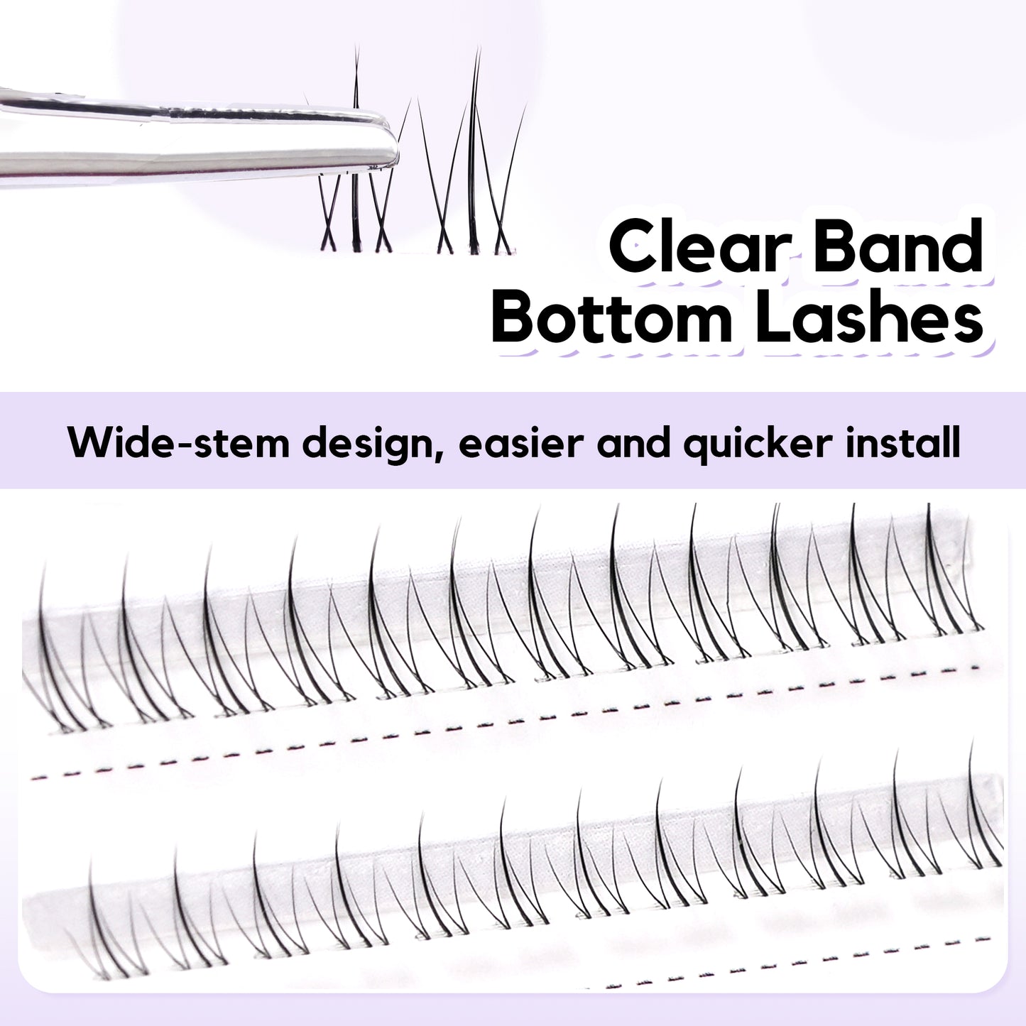 GAQQI Bottom Lash Clusters Natural Bottom Lashes Clear Band 5mm+6mm 48pcs(B10)