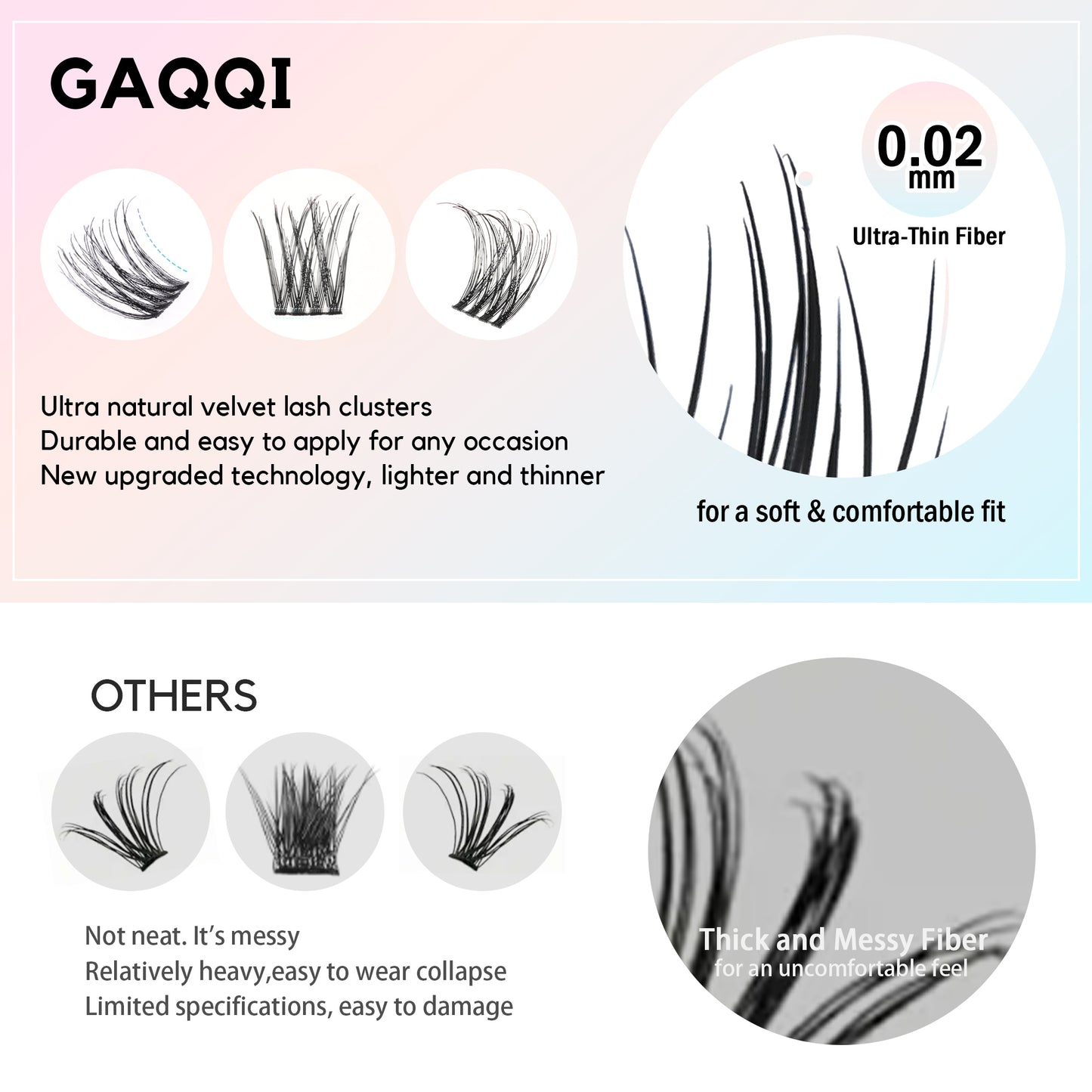 GAQQI Natural Lash Clusters 10-14mm Wispy Velvet Cluster Lashes 120pcs( Air)