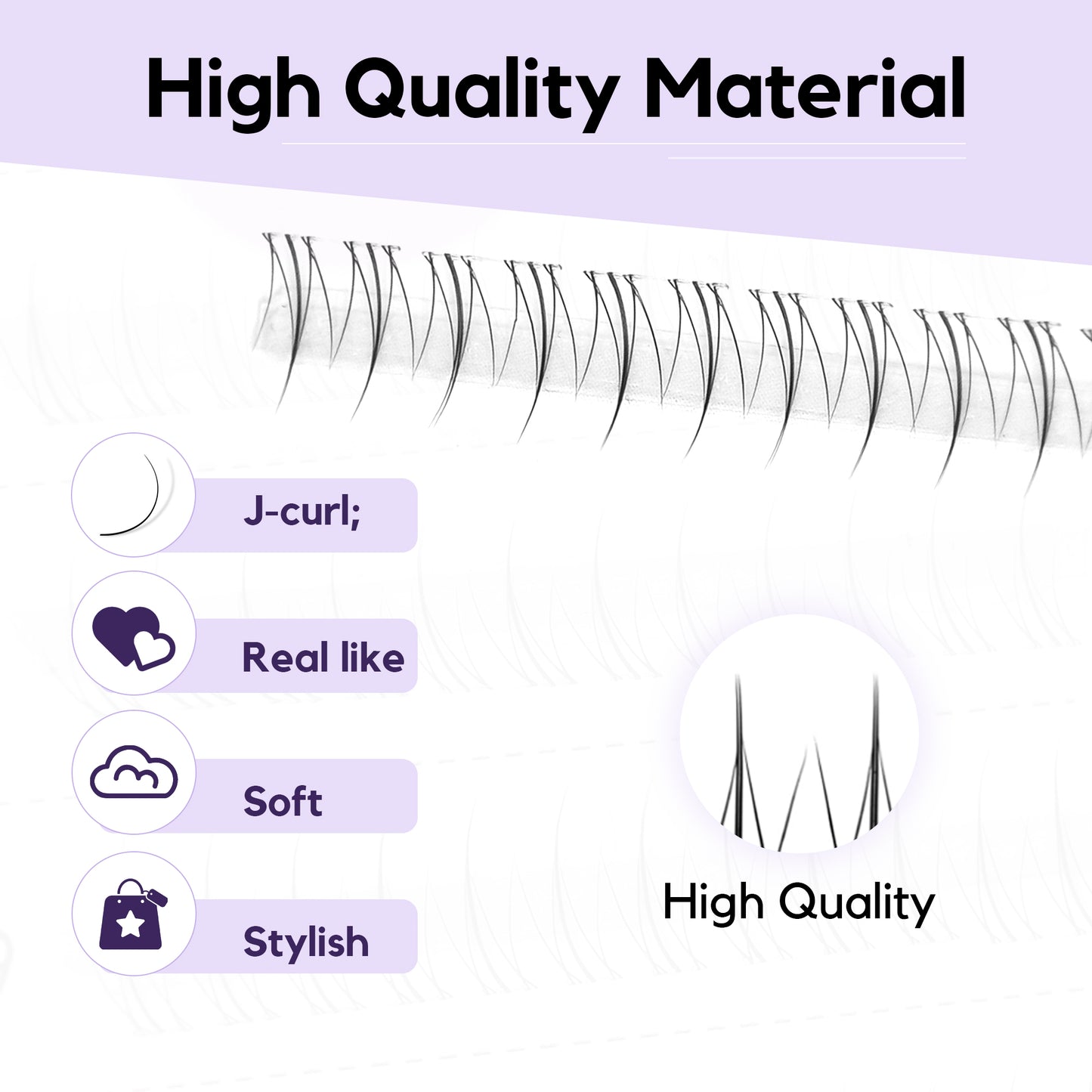 GAQQI Bottom Lash Clusters Natural Bottom Lashes Clear Band 5mm+6mm 48pcs(B10)