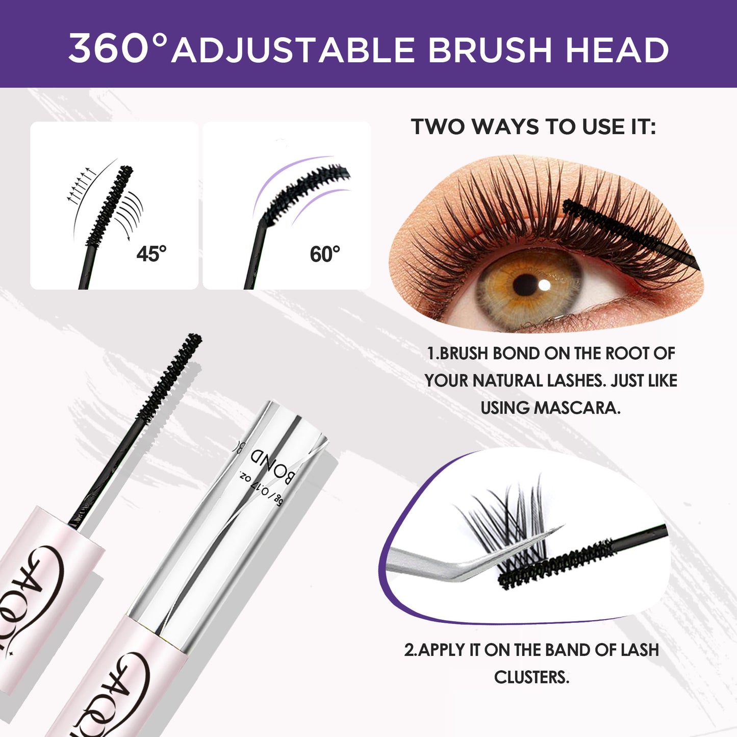 GAQQI Lash Bond and Seal Waterproof 10ML Lash Glue 2 in 1 Eyelash Glue