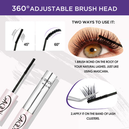 GAQQI Lash Bond and Seal Waterproof 10ML Lash Glue 2 in 1 Eyelash Glue