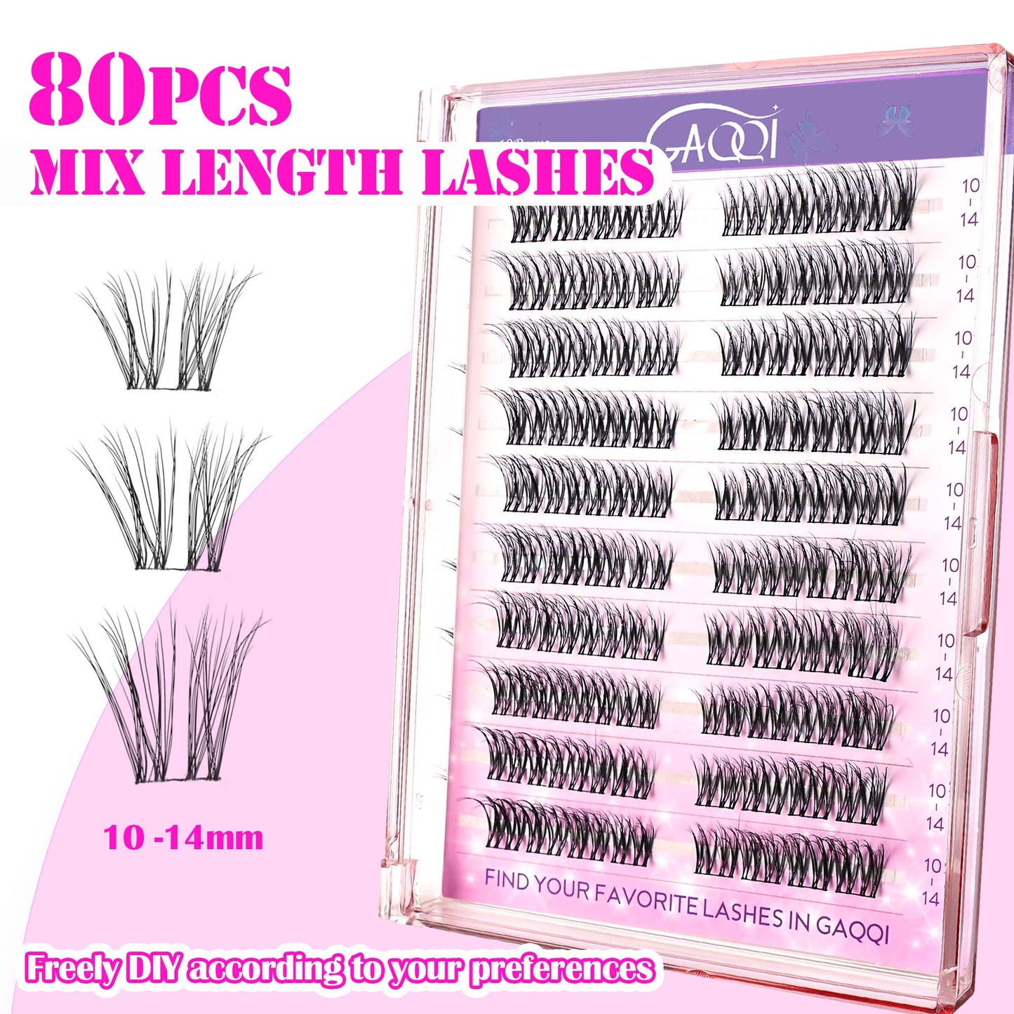 GAQQI Lash Clusters 80PCS 10-14mm Cat Eye (3D-GQ46)