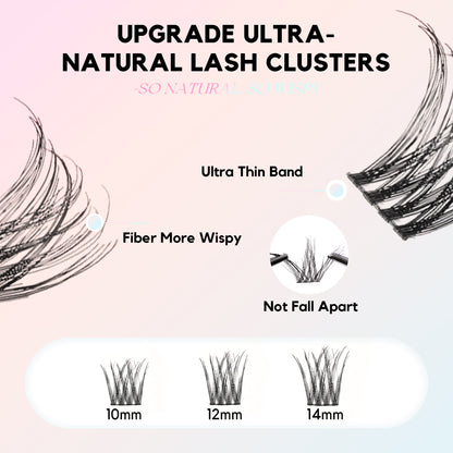 GAQQI Natural Lash Clusters 10-14mm Wispy Velvet Cluster Lashes 120pcs( Air)