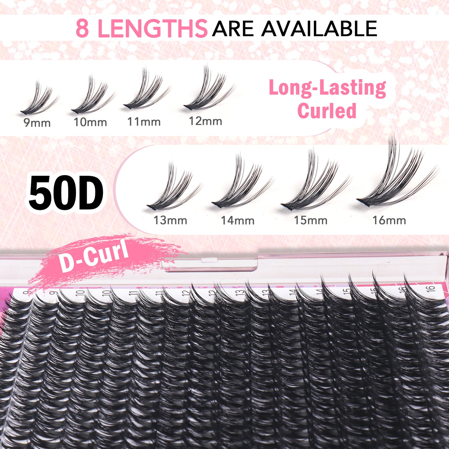 GAQQI Lash Clusters 320Pcs Mixed 9-16mm (50D-CMIX)