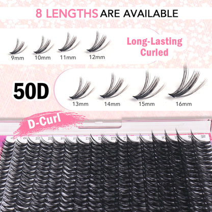 GAQQI Lash Clusters 320Pcs Mixed 9-16mm (50D-CMIX)