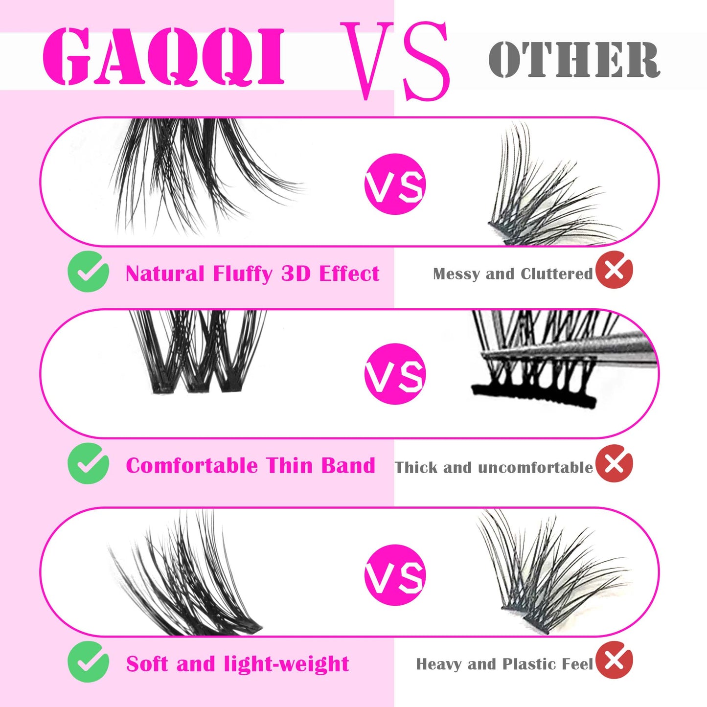 GAQQI Lash Clusters 110PCS 10-14mm Fluffy Individual Lashes (3D-GQ08)