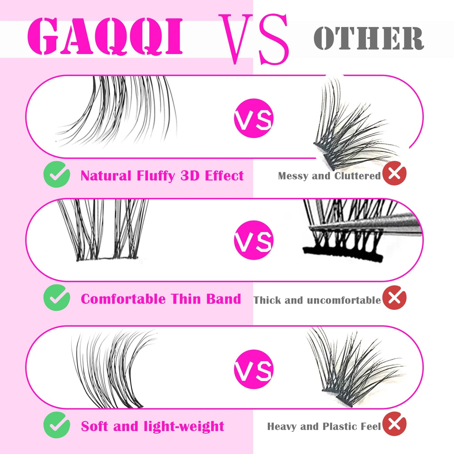 GAQQI Lash Clusters 80PCS 10-14mm Cat Eye (3D-GQ46)