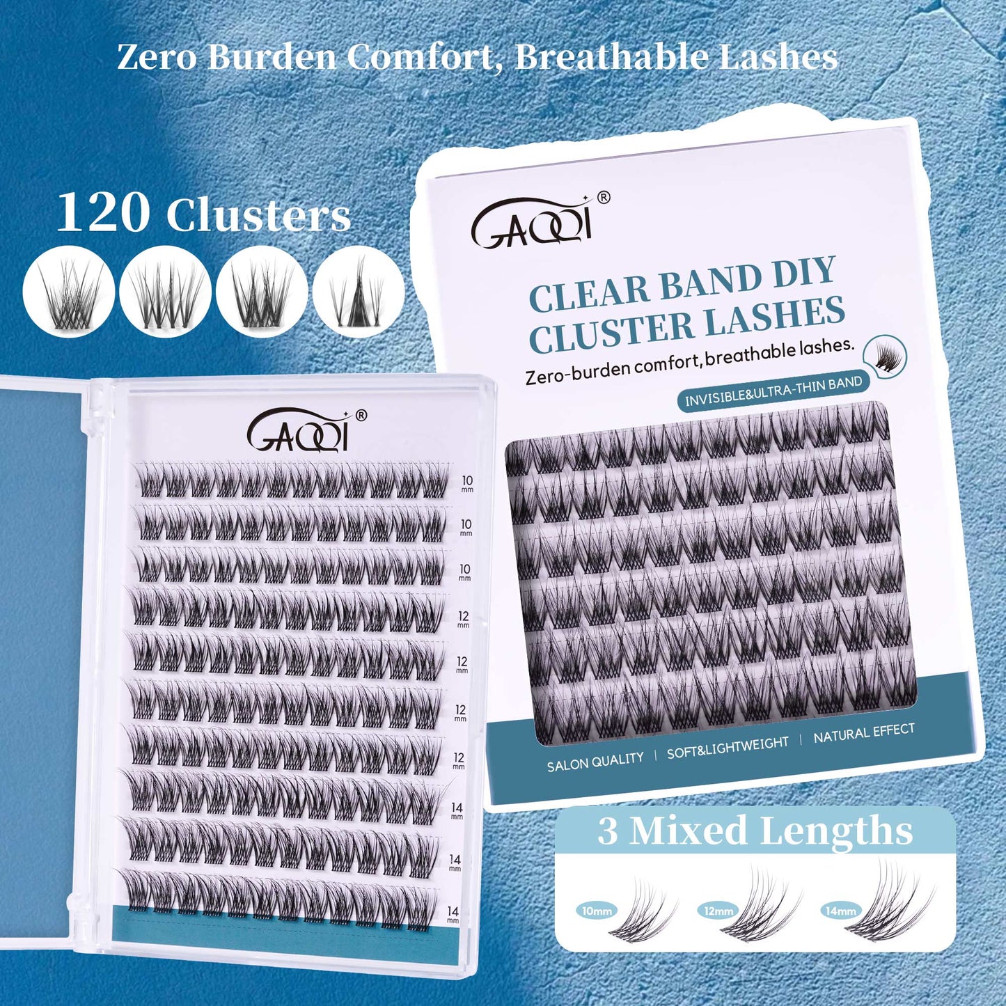 GAQQI Lash Clusters Volume & Fluffy Eyelash Clusters 10-14mm 120PCS (WING)