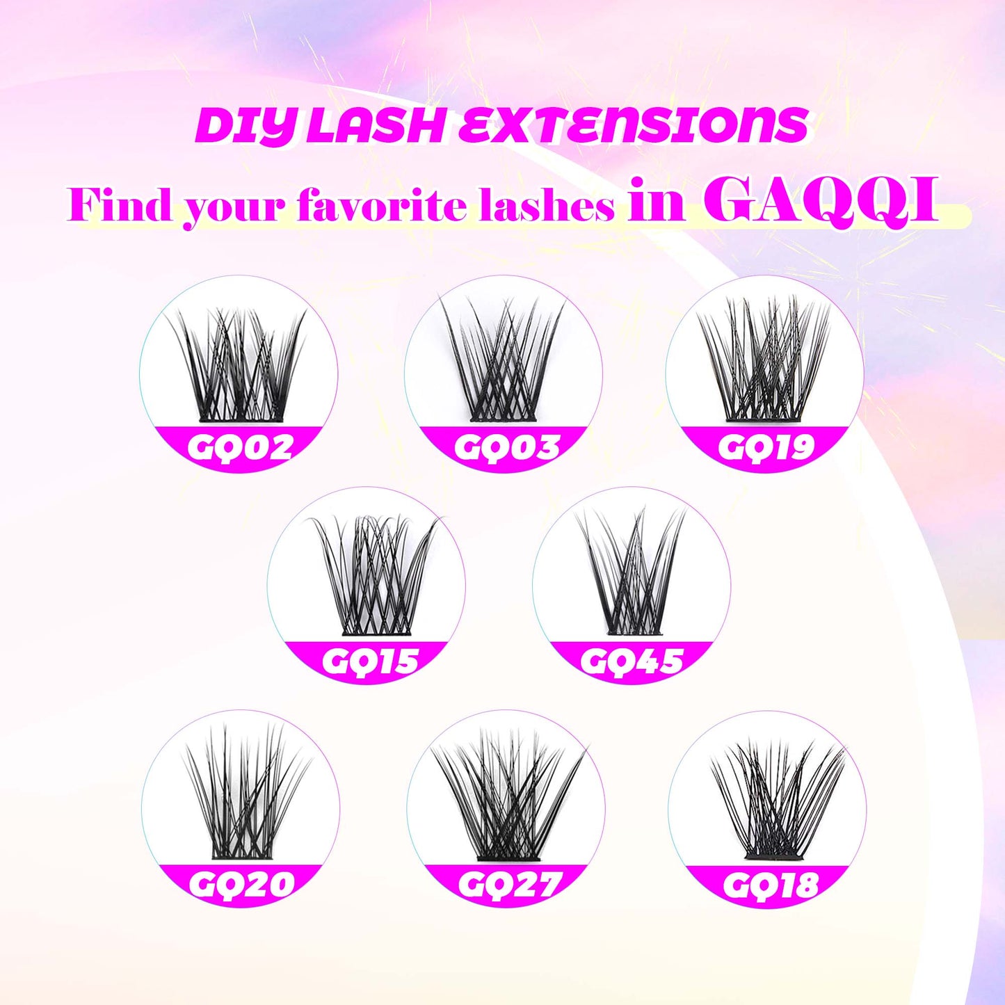 GAQQI Lash Clusters 112pcs (GQ02, D Curl, 12mm)