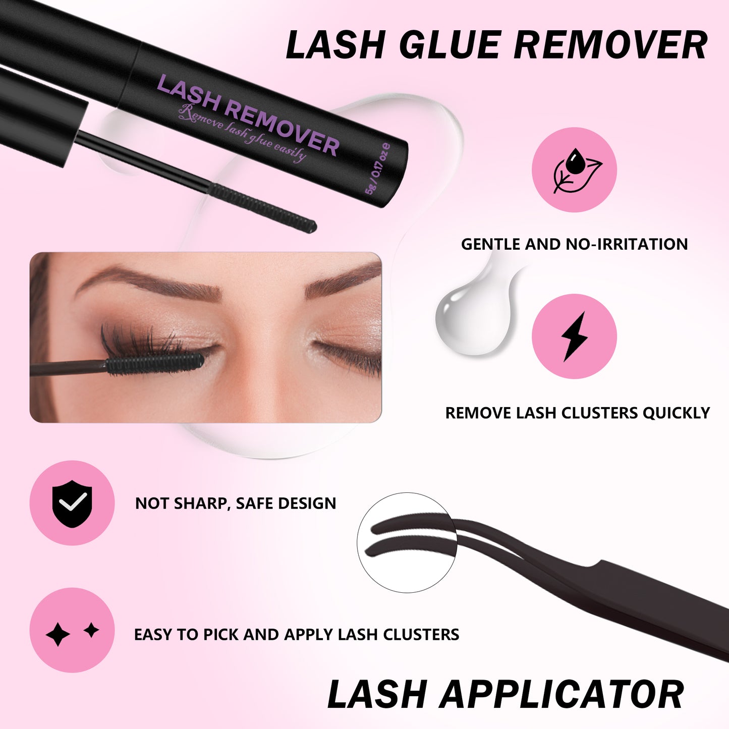 GAQQI Lash Clusters Kit 10-16MM with Lash Bond and Seal,Lash Remover and Lash Applicator (GQ03-KIT)
