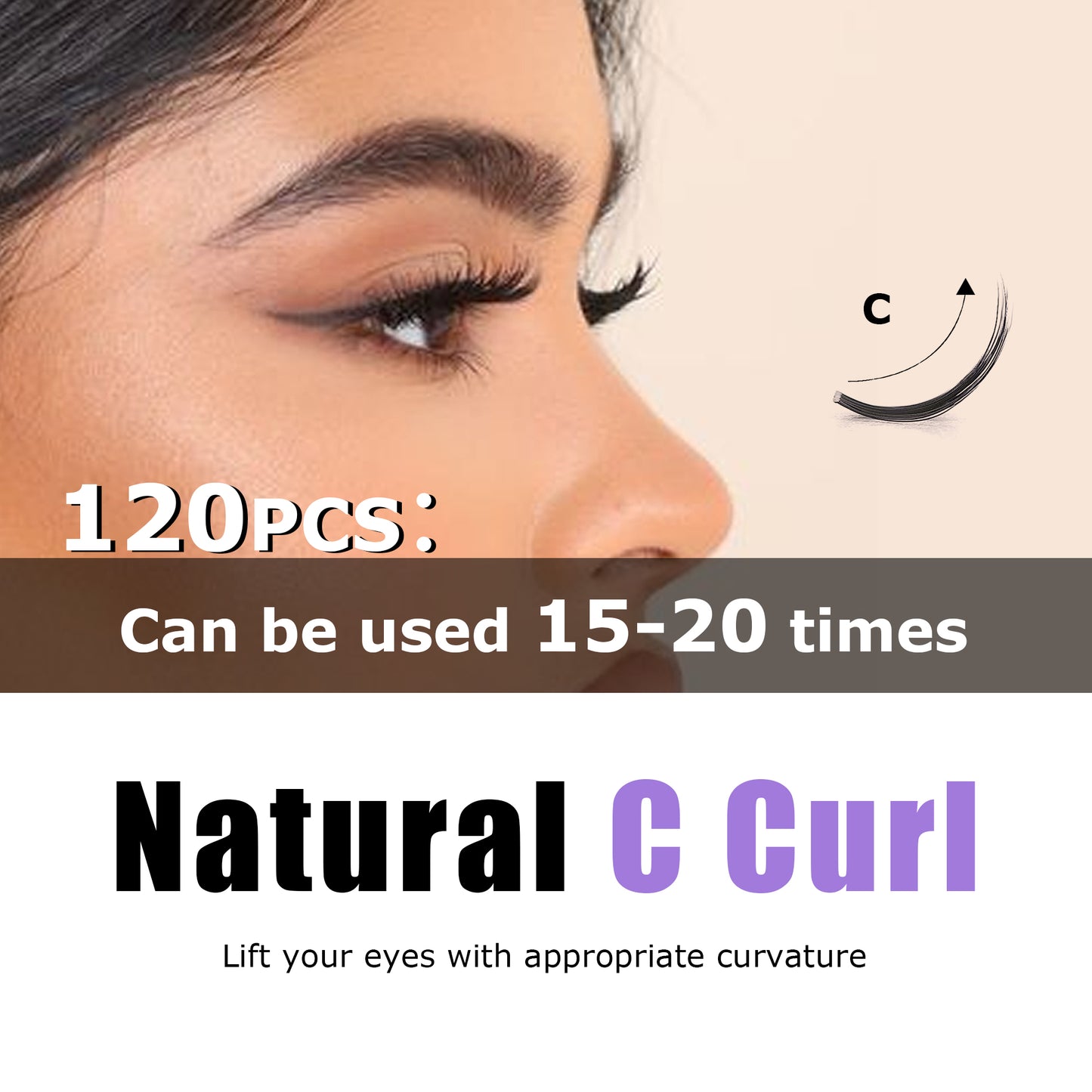 GAQQI Lash Clusters 120PCS（GQ15, C Curl, 10mm)