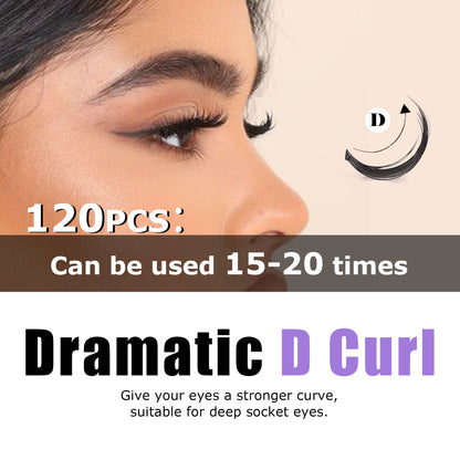 GAQQI Lash Clusters 120PCS (GQ03, D Curl, 10mm)