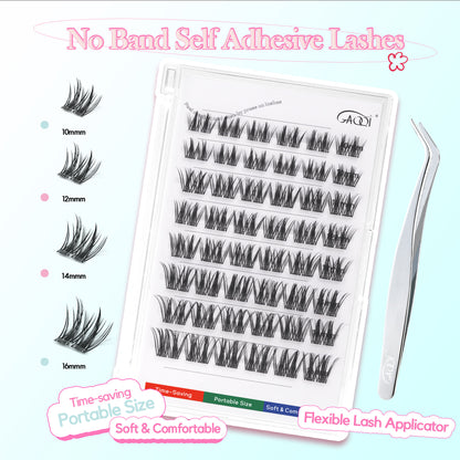 GAQQI No Band Self Adhesive Eyelashes Clusters 10-16mm (Twin)